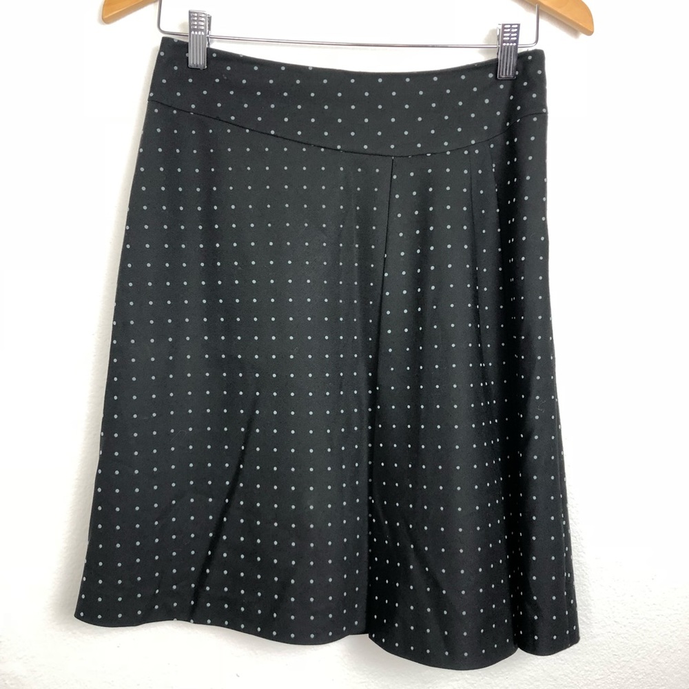 Rebecca Taylor Skirt Swiss Dot Black Wool Blend